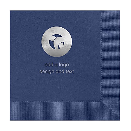 Custom Printed Personalized 1-Color Foil-Stamped Luncheon Napkins, 6-1/2" x 6-1/2", Navy, Box Of 100 Napkins