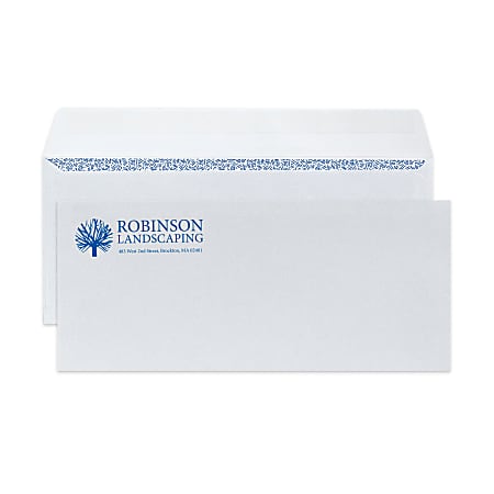 Custom #10, 1-Color Peel & Seal Security Business Envelopes, 4-1/8" x 9-1/2", White Wove, Box Of 500