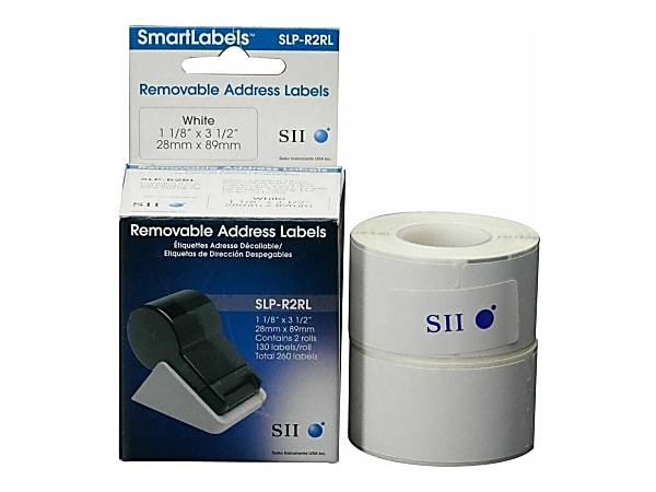 Seiko Instruments SLP-R2RL - Self-adhesive - white - 1.1 in x 3.5 in 260 label(s) (2 roll(s) x 130) address labels - for Smart Label Printer 100, 120, 200, 220, 240, 410, 420, 430, 440, 450, EZ30