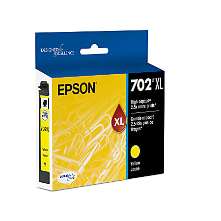 Epson® 702XL DuraBrite® Yellow Ultra-High-Yield Ink Cartridge, T702XL420-S