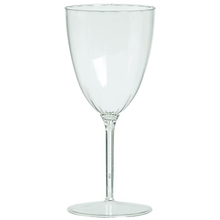 Amscan Premium Plastic Wine Glasses, 8 Oz, Clear, 8 Glasses Per Pack, Case Of 2 Packs