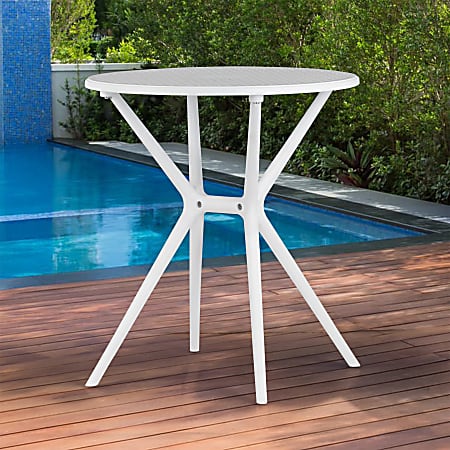 Glamour Home Bates Plastic Dining Table Outdoor Furniture, 28.5"H, White