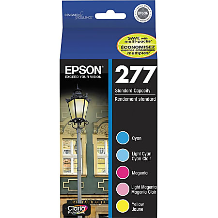 Epson® 277 Claria® Cyan, Light Cyan, Magenta, Light Magenta, Yellow ink Cartridges, Pack Of 5, T277920