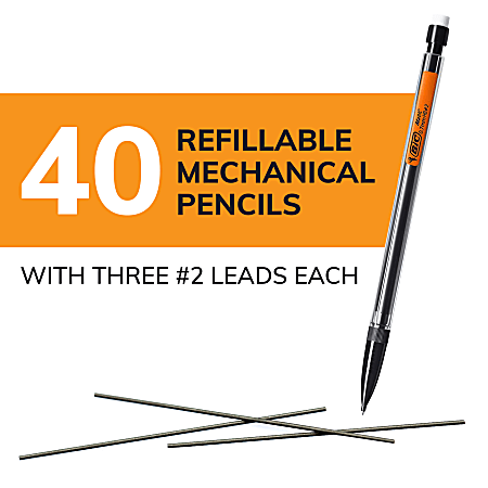 BIC Xtra Life Mechanical Pencils 0.7 mm 2 Lead Clear Barrel ...