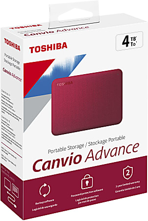 Toshiba Canvio Advance Office 4TB Portable Drive Depot External Red Hard 