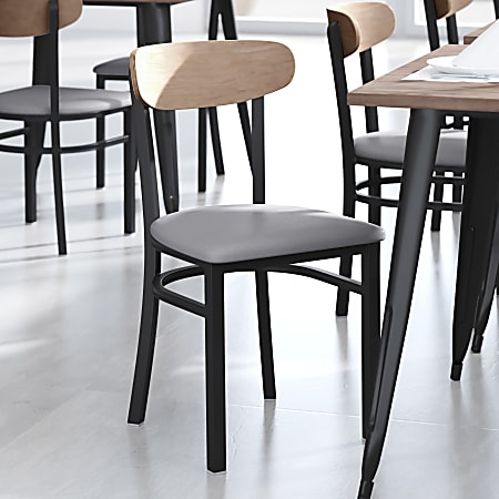 Flash Furniture Wright Commercial Grade Dining Chair, Natural Birch/Gray