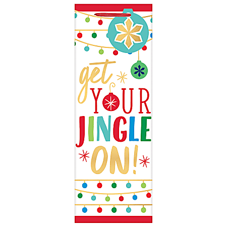 Amscan Christmas Jingle On Bottle Bags, 14"H x 5"W x 5"W, Multicolor, Pack Of 16 Bags