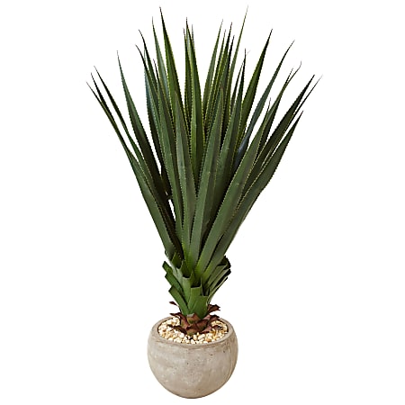 Nearly Natural 54"H Spiked Agave Artificial Plant With Bowl, 54"H x 32"W x 32"D, Sand/Green