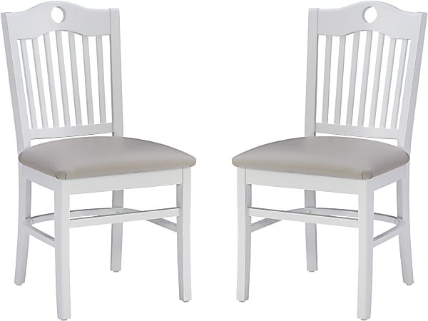 Linon Rowland Faux Leather Side Chairs, Gray/White, Set Of 2 Chairs