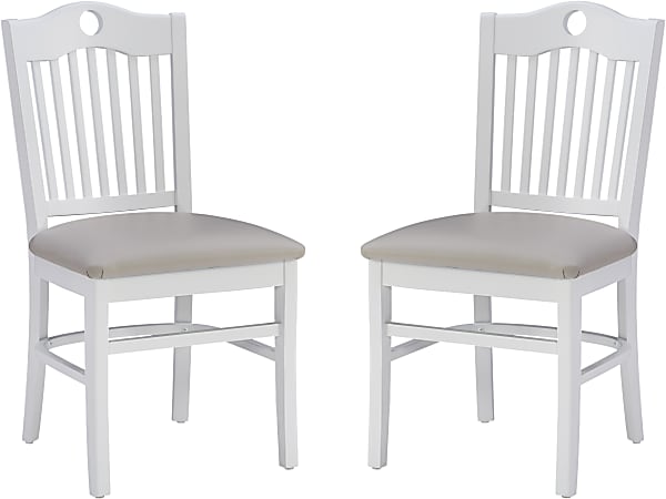Linon Rowland Faux Leather Side Chairs, Gray/White, Set Of 2 Chairs