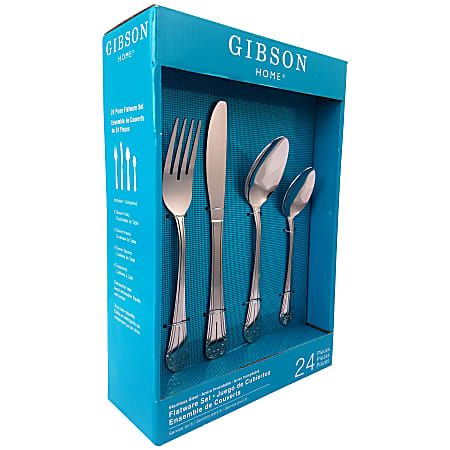 Gibson Home 24-Piece Flatware Set, Mariano, Silver