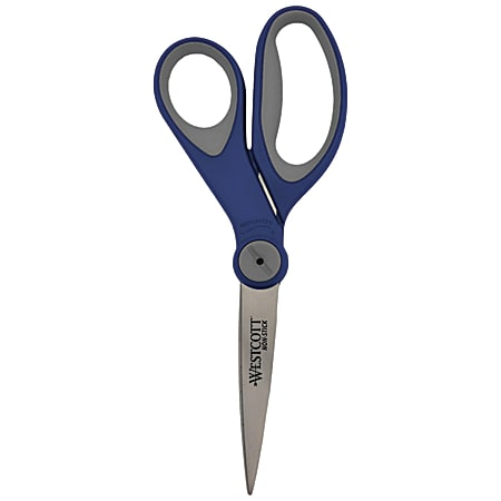Westcott 8” Straight Non-Stick Scissors With Adjustable Glide, Blue/Gray