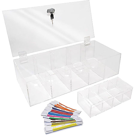 Nadex Coins ENR1-1100 5-Compartment Currency Tray with Locking Cover and Coin Tray - 4 Coin - Clear - 7" Height x 15.4" Width