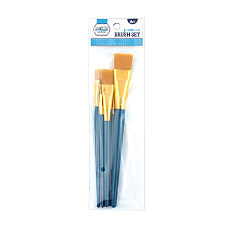 Artskills® Premium Craft Brushes, Natural Bristles, Blue Handle,