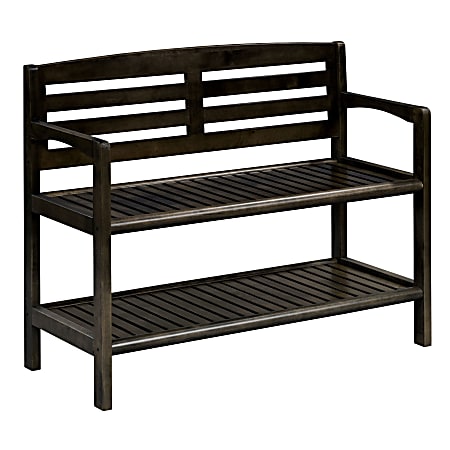 New Ridge Home Goods Abingdon Bench With Shelf, Espresso