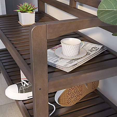 New Ridge Home Goods Abingdon Bench With Shelf Espresso Office Depot