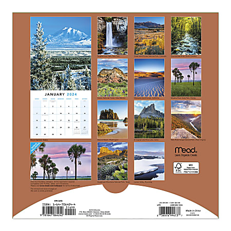 20232024 Mead® 16Month Wall Calendar, 12" x 12", America Untouched