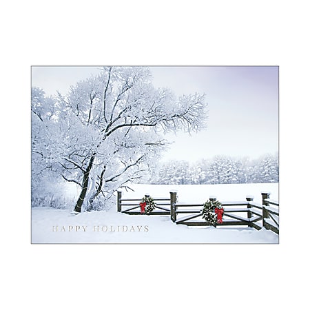 Personalized Holiday Card With Envelope, Sample, 7 7/8" x 5 5/8", Frosty Winter Scene
