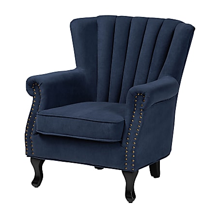 Baxton Studio Relena Armchair Navy Blue Dark Brown