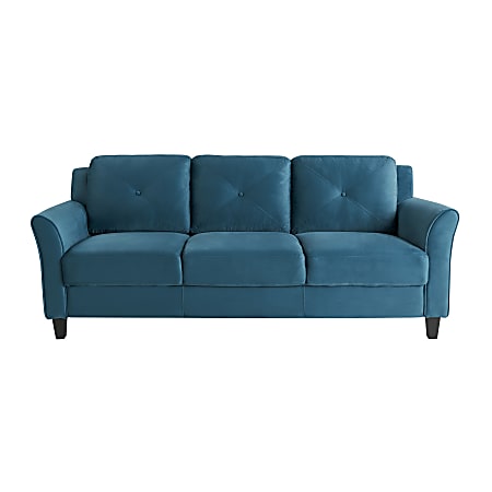 Lifestyle Solutions Hanson Microfiber Sofa With Curved Arms, Blue/Black