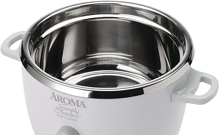 Aroma ARC 753SG Simply Stainless 6 Cup Rice Cooker 8 18 H x 10 516 W x 8 14  D White - Office Depot
