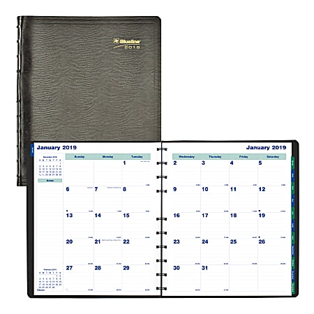 Blueline® MiracleBind™ CoilPro™ 17-Month Monthly Planner, 11" x 8 1/2", 50% Recycled, FSC Certified, Black, August 2018 to December 2019