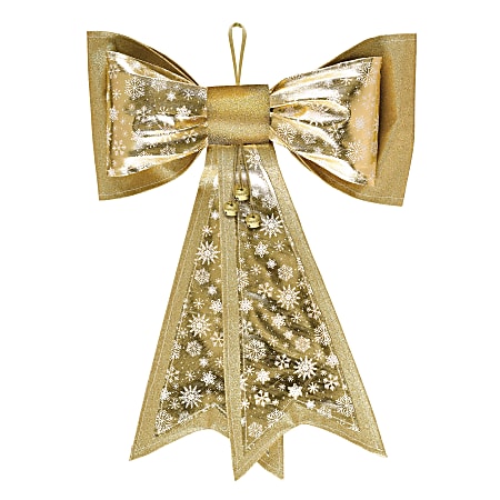 Amscan Christmas Metallic Deluxe Bows, 21" x 18", Gold, Pack Of 2 Bows