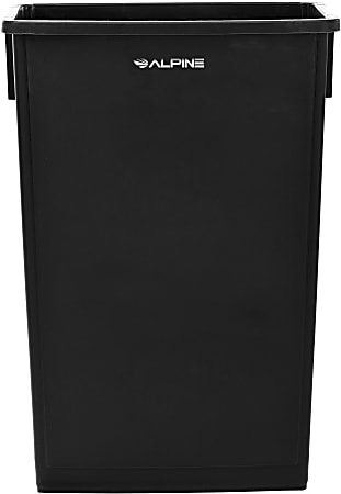 Alpine Rectangular Polypropylene Slim Trash Can, 23 Gallons, Black