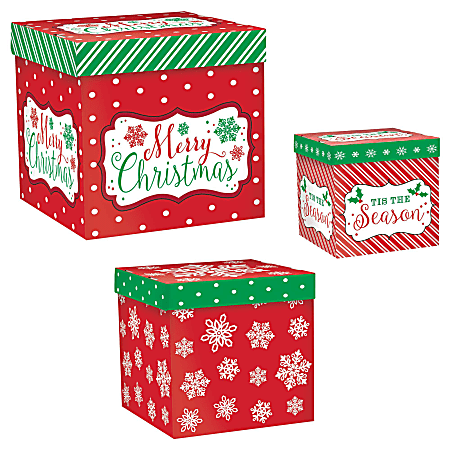 Amscan Christmas Modern Pop-Up Gift Boxes, Assorted Sizes, Pack Of 9 Boxes