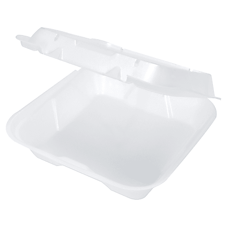 Genpak® Snap-It® Vented Hinged Food Containers, 3"H x 9 1/4"W x 9 1/4"D, White, 100 Containers Per Bag, Carton of 2 Bags