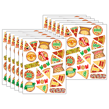 Teacher Created Resources Stickers, 2-1/2” x 1/2", Pizza, 120 Stickers Per Pack, Bundle Of 12 Packs
