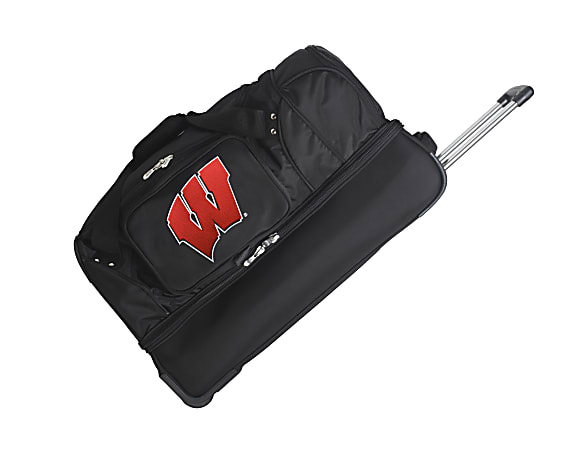Denco Sports Luggage Rolling Drop-Bottom Duffel Bag, Wisconsin Badgers, Black