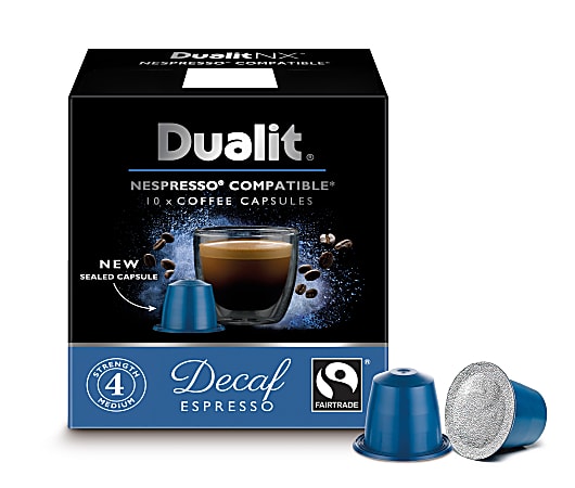 Dualit And Nespresso® Compatible Coffee NX Pods, Decaffeinated Espresso Carton Of 60