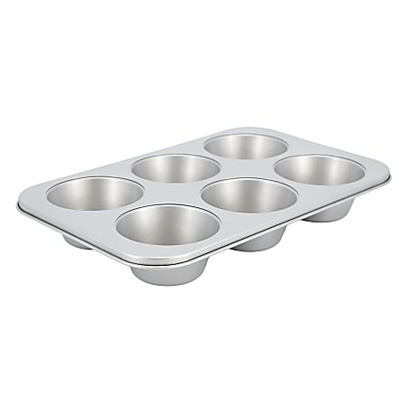 Martha Stewart Everyday Bakeaway Carbon Steel Nonstick 6-Cup Muffin Pan, Silver