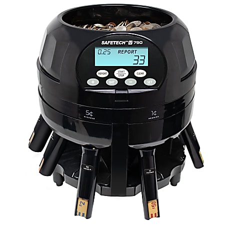 SAFETECH Super Viper V790 High-Speed Coin Counter, Sorter And Wrapper, 11-1/8" x 13-1/2" x 13-1/2", Black