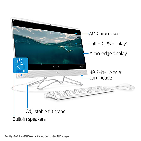 HP 24 f0046 All In One PC 23.8 Full HD Touch Screen AMD A9 Dual