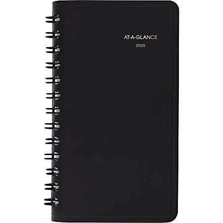 2025 AT-A-GLANCE® Weekly Planner, 2-1/2" x 4-1/2", Black, January To December, 7003505
