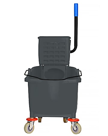 Alpine PVC Mop Bucket With Side Wringer, 36 Qt, 35"H x 15"W x 25"D, Gray