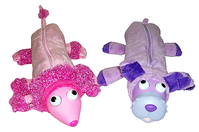 Inkology Bug Eye Pencil Pouches, 3" x 11-1/2", Poodle/Schnauzer, Pack Of 6 Pouches