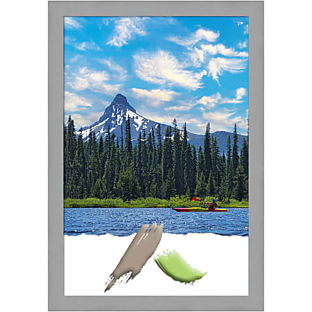 Amanti Art Rectangular Picture Frame, 27” x 39”, Matted For 24” x 36”, Brushed Nickel