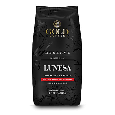Gold Coffee Company Lunesa Blend, Whole Bean, 12 Oz, Total Qty 1