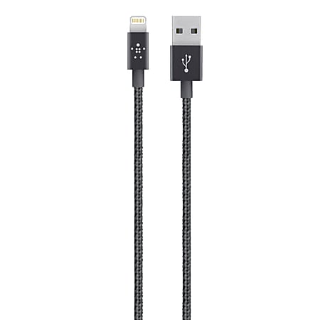 Belkin® MIXITUP Metallic Lightning Cable For Apple® iPod® Touch/iPhone®/iPad®/MacBook® Air, 4', Black