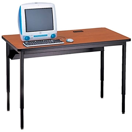 Bretford Basic Quattro Computer Table, 32”H x 36”W x 24”D, Mist Gray/ Cardinal