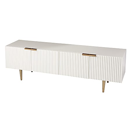 SEI Furniture Pilston 4-Door Media Console, 18-1/2”H x 60”W x 15-1/2”D, White/Gold