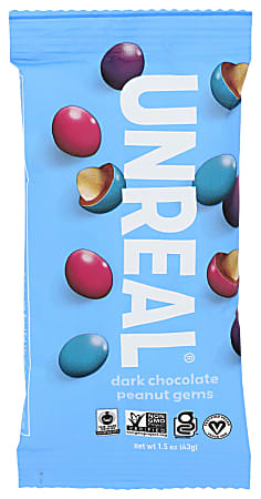 Unreal Dark Chocolate Peanut Gems, 1.5 Oz, Total Qty 12