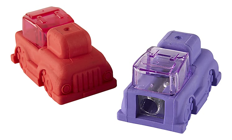 Office Depot® Brand Vehicle Eraser With Sharpener, Assorted Colors