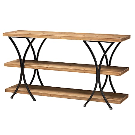 Baxton Studio Modern Rustic And Industrial Console Table With 3 Shelves, 31-1/2"H x 59-13/16"W x 16-1/16"D, Natural Brown/Black