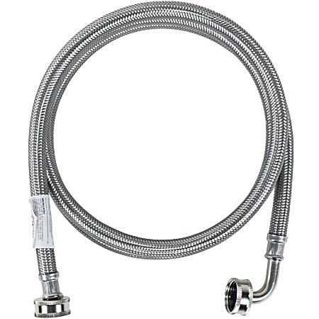 Certified Appliance Accessories Braided Stainless Steel Washing Machine Hose with Elbow - 48" - Silver, Stainless Steel - WM48SSL