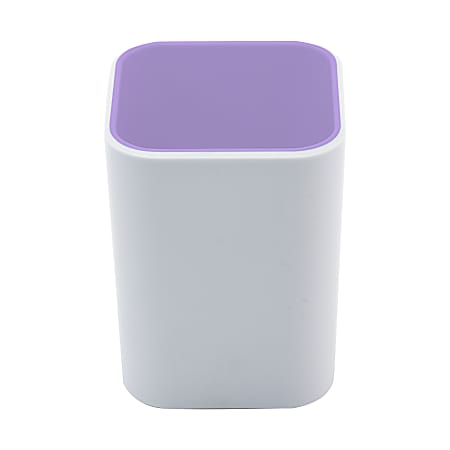 Fusion Pencil Cup, 4"H x 3"W x 3"D, White/Lilac