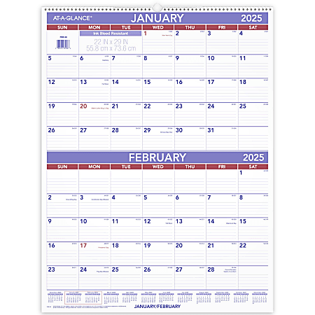 2025 AT-A-GLANCE® Bi-Monthly Wall Calendar, 22" x 29", Traditional, January 2025 To December 2025, PM928